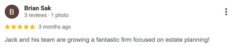 Five-star estate planning firm review by customer