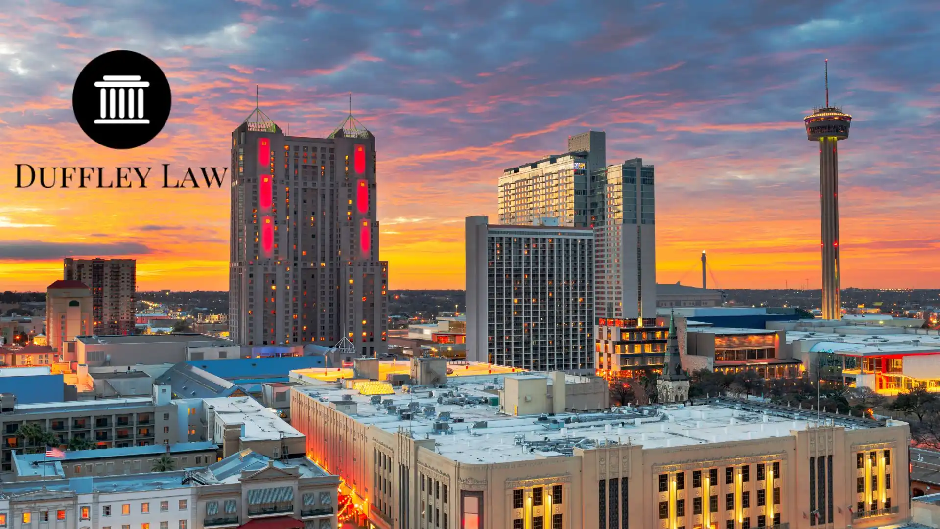Downtown San Antonio at sunset, where a growing population needs Wills related services.