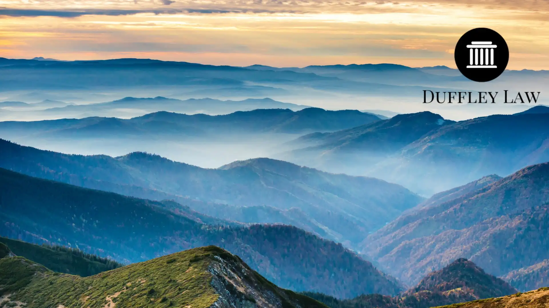 Misty blue mountain ranges at sunrise in Illinois
