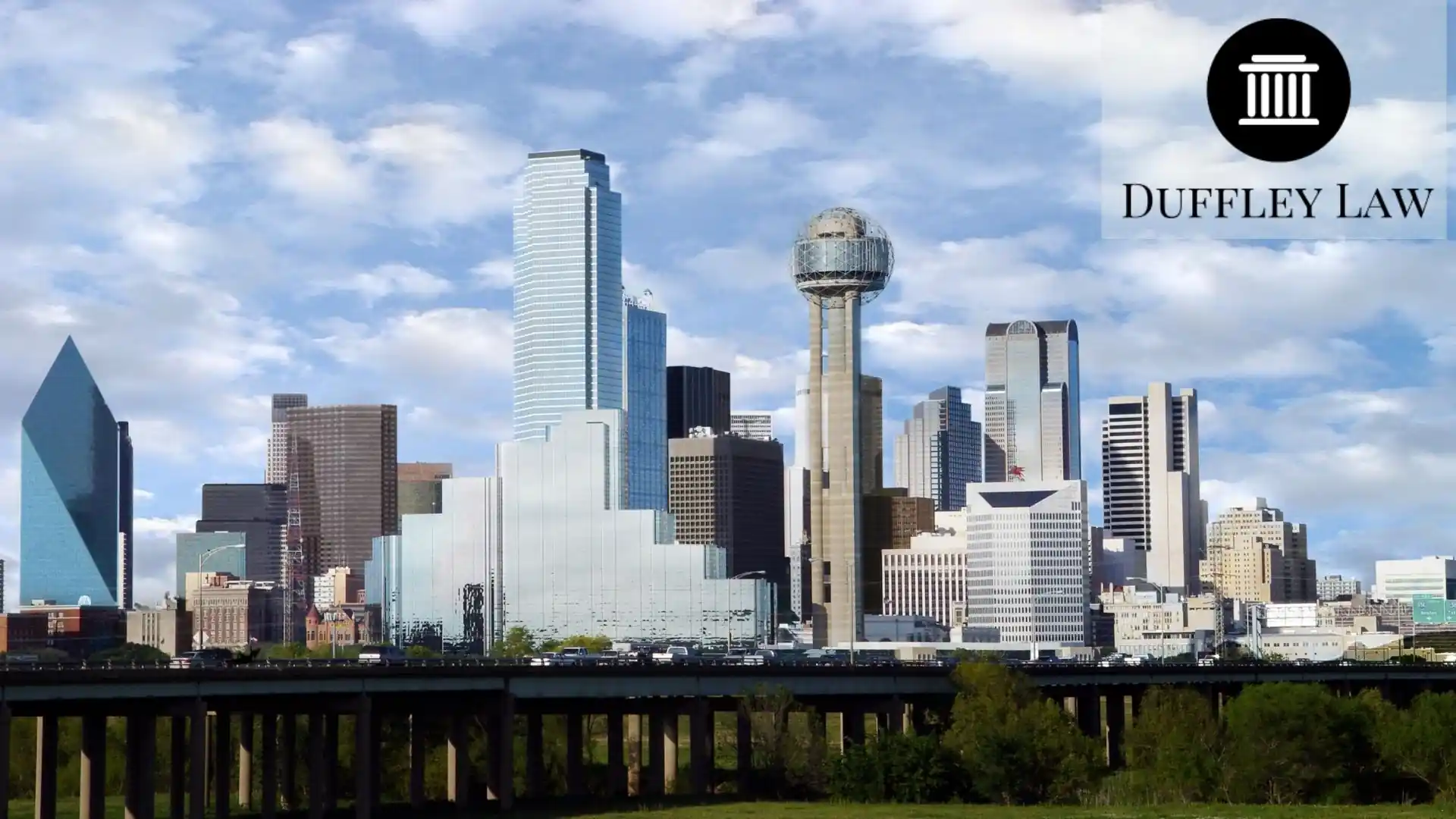 trust attorney-Dallas skyline with Reunion Tower and Duffley Law