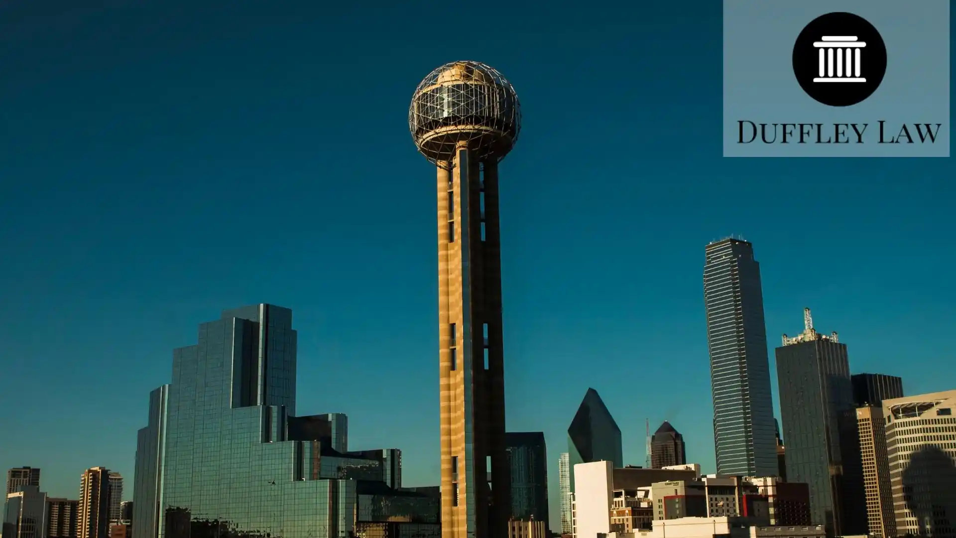 Reunion Tower rising above the Dallas skyline